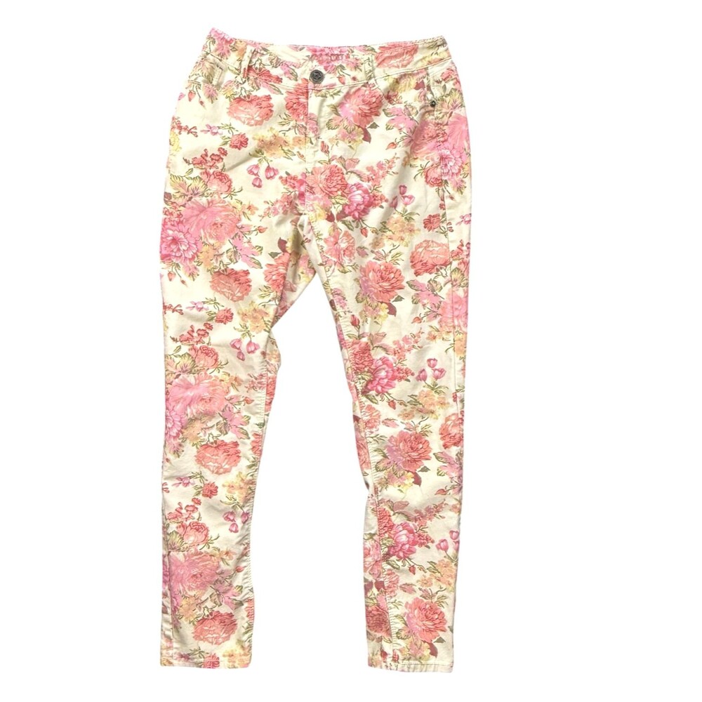 Vanilla Star Antique Rose Blossom Ankle Skinny Jeans 7 Mid Rise Floral Denim Jrs